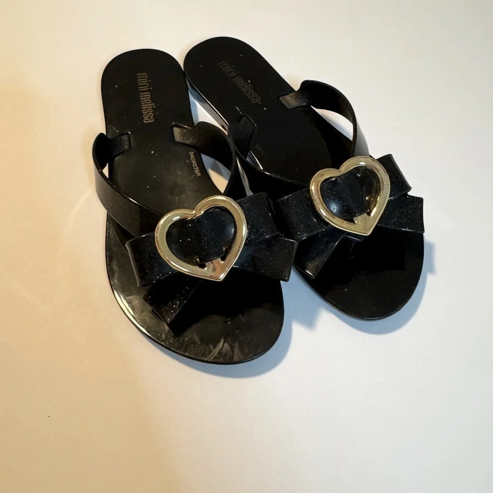 Mini Melissa Girls Heart Jelly Flip-Flops Size 8/9